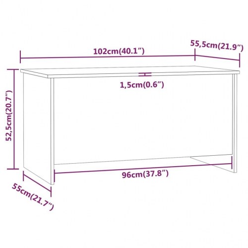 Sofabord med løftetop 102 × 55,5 × 52,5 cm - konstrueret træ i sonoma-eg