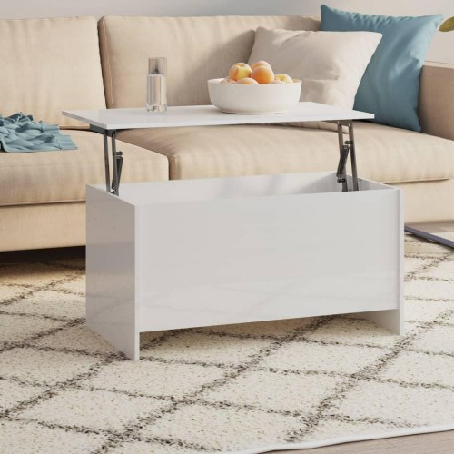 Sofabord med løftetop - 102 × 55,5 × 52,5 cm, hvid højglans, konstrueret træ