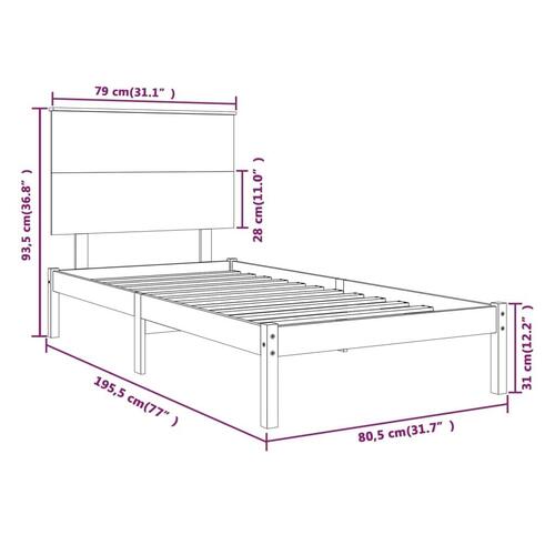 Sengeramme 75x190 cm massivt træ