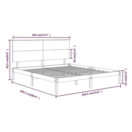 Sengeramme 180x200 cm massivt fyrretræ