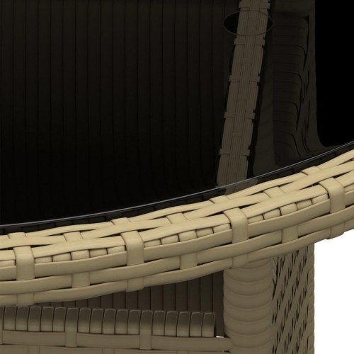 Havebord Ø80 x 75 cm - hærdet glas og polyrattan, beige