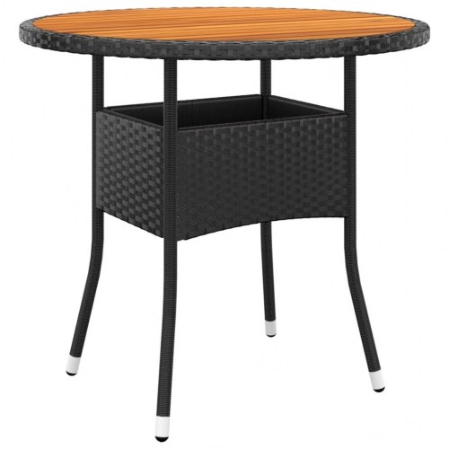 Havebord Ø80 x 75 cm - akacietræ og sort polyrattan