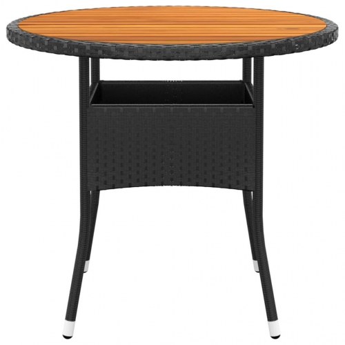 Havebord Ø80 x 75 cm - akacietræ og sort polyrattan