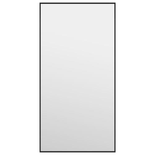 Dørspejl 30x60 cm glas og aluminium sort