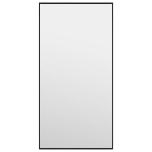 Dørspejl 30x60 cm glas og aluminium sort