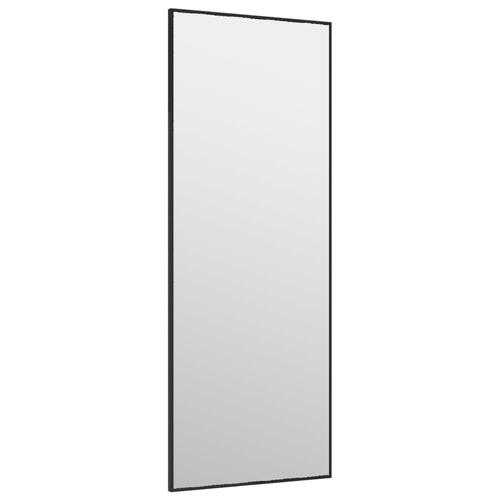 Dørspejl 30x80 cm glas og aluminium sort