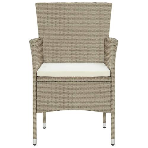 Spisebordssæt til haven 5 dele polyrattan beige