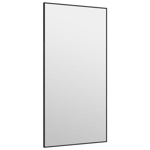Dørspejl 40x80 cm glas og aluminium sort