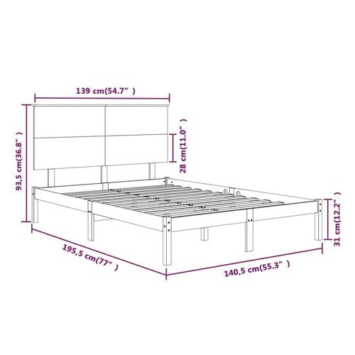 Sengeramme 135x190 cm massivt træ