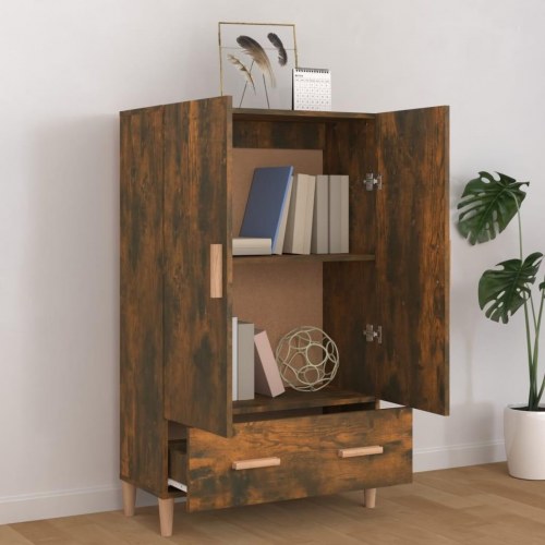 Skab 70 x 31 x 115 cm i konstrueret træ - røget egetræsfarve