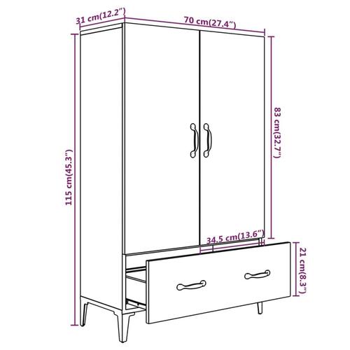 Skab 70x31x115 cm konstrueret træ røget egetræsfarve