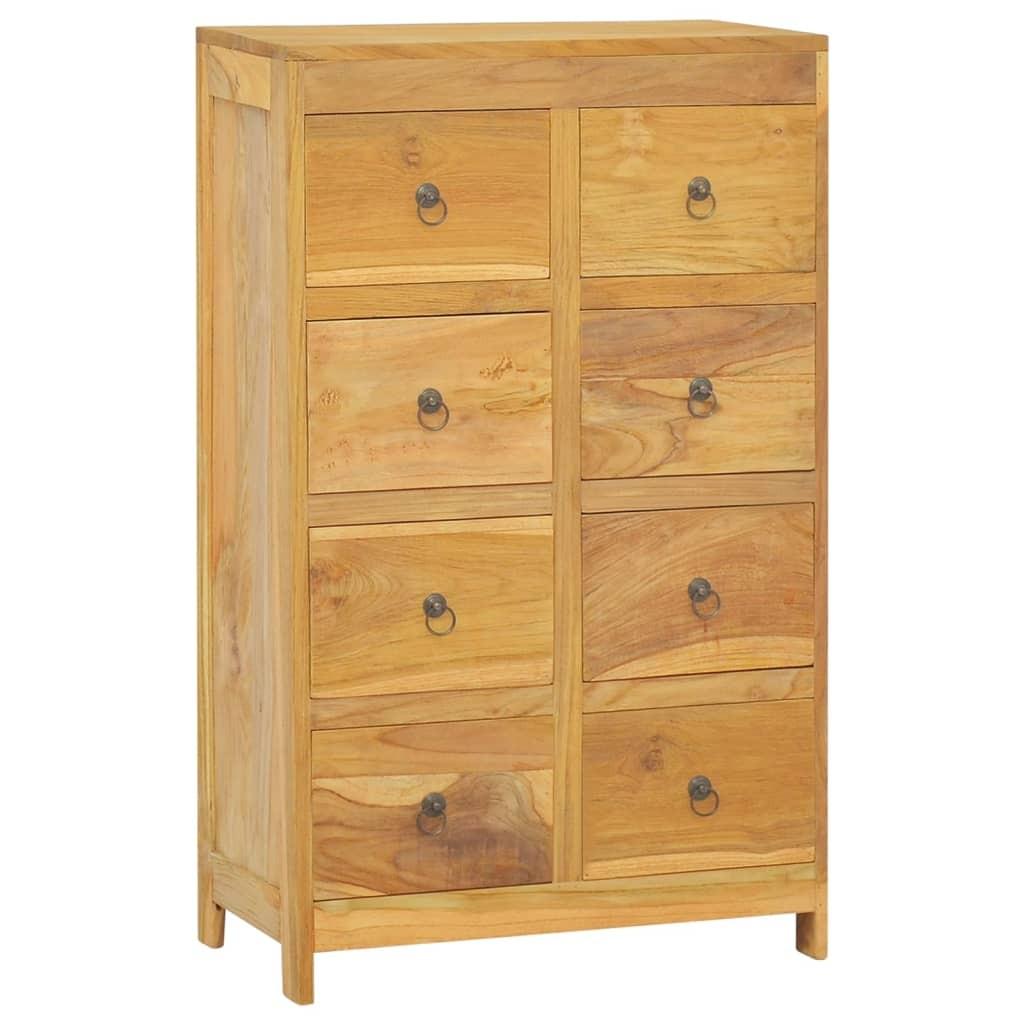 Kommode i massivt teaktræ - 55 × 30 × 90 cm, 8 skuffer