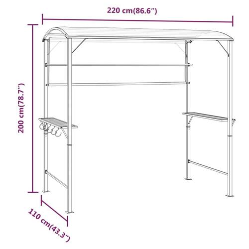 Pavillon med tag 220x110x200 cm antracitgrå