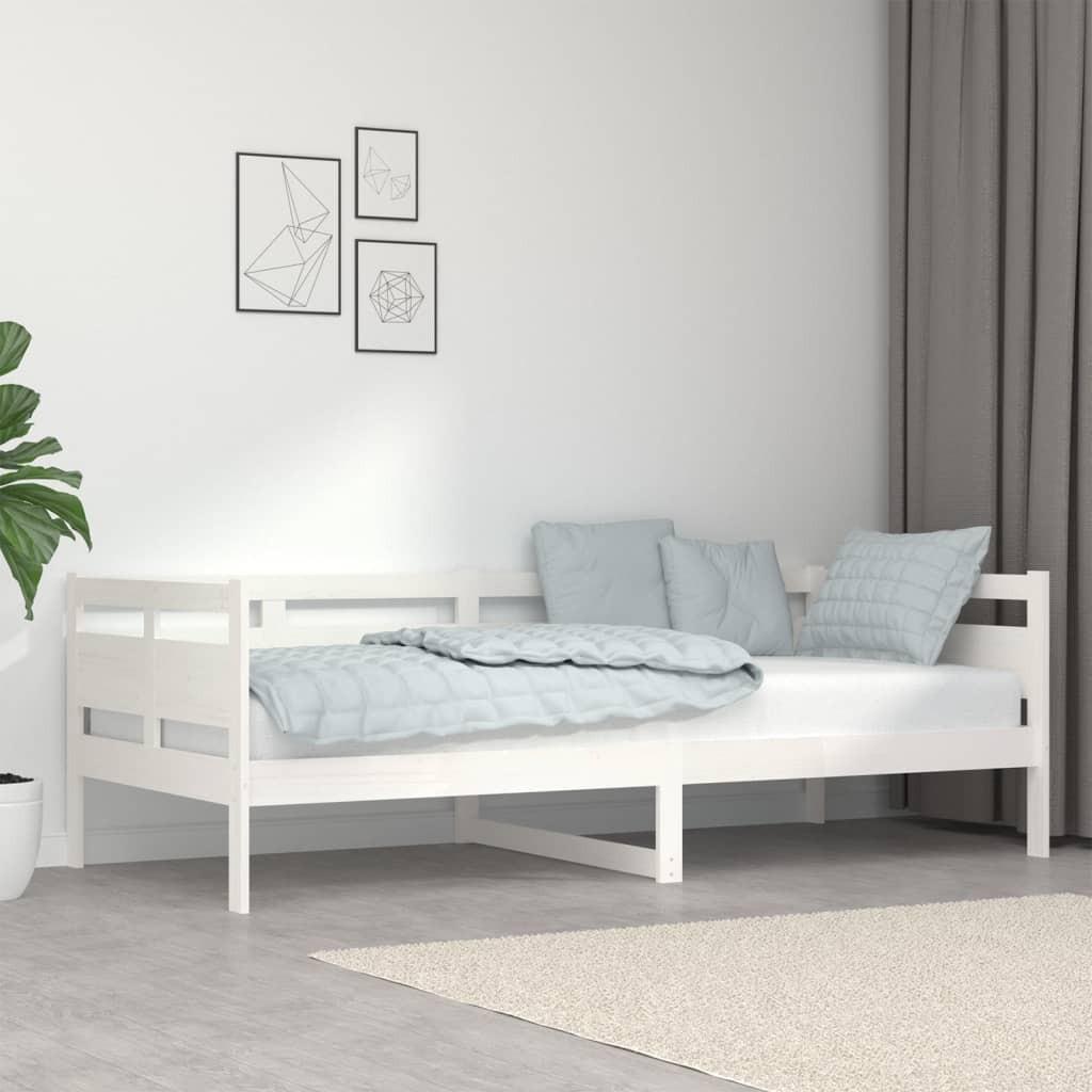Daybed 90x200 cm massivt fyrretræ hvid billede
