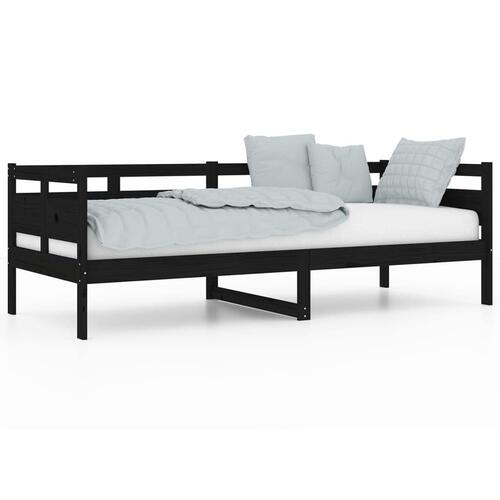 Daybed 80x200 cm massivt fyrretræ sort