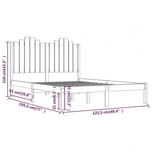 Sengestel 120x190 cm Small Double massivt fyrretræ sort