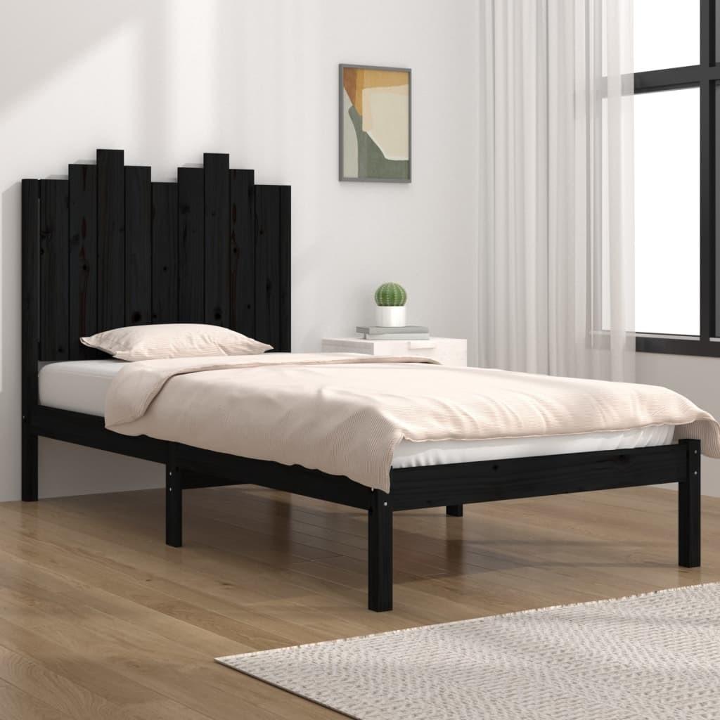 Sengeramme 100x200 cm massivt fyrretræ sort