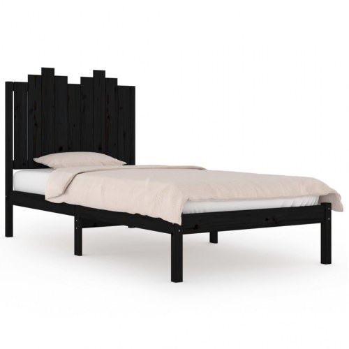 Sengeramme 100x200 cm massivt fyrretræ sort