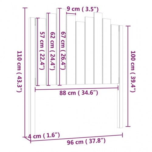 Sengegærde 96x4x110 cm massivt fyrretræ hvid