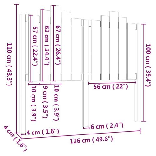 Sengegærde 126x4x110 cm massivt fyrretræ gyldenbrun