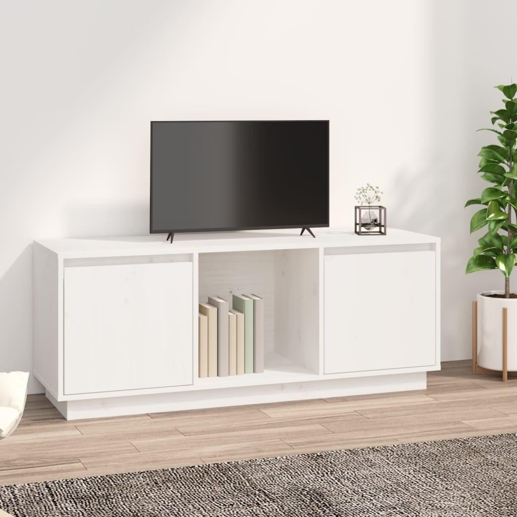Tv-bord 110,5x35x45 cm massivt fyrretræ hvid