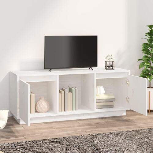 Tv-bord 110,5x35x45 cm massivt fyrretræ hvid