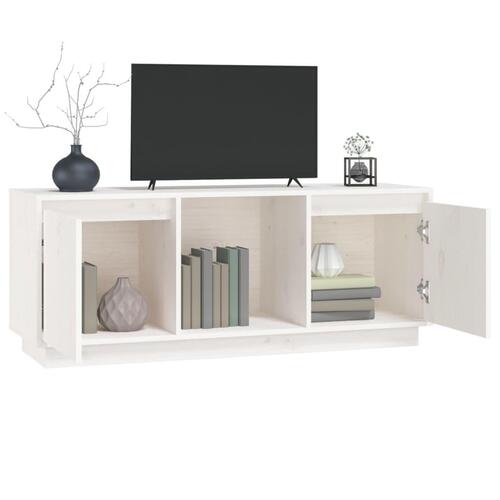 Tv-bord 110,5x35x45 cm massivt fyrretræ hvid