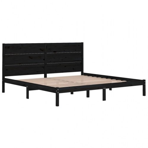 Sengeramme 200 x 200 cm i massivt fyrretræ - sort