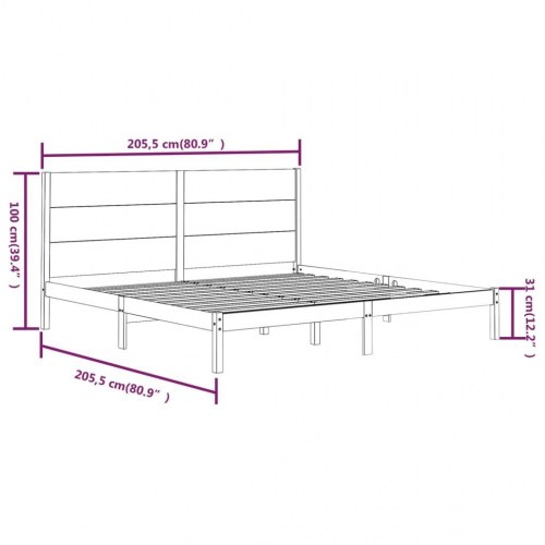 Sengeramme 200 x 200 cm i massivt fyrretræ - sort