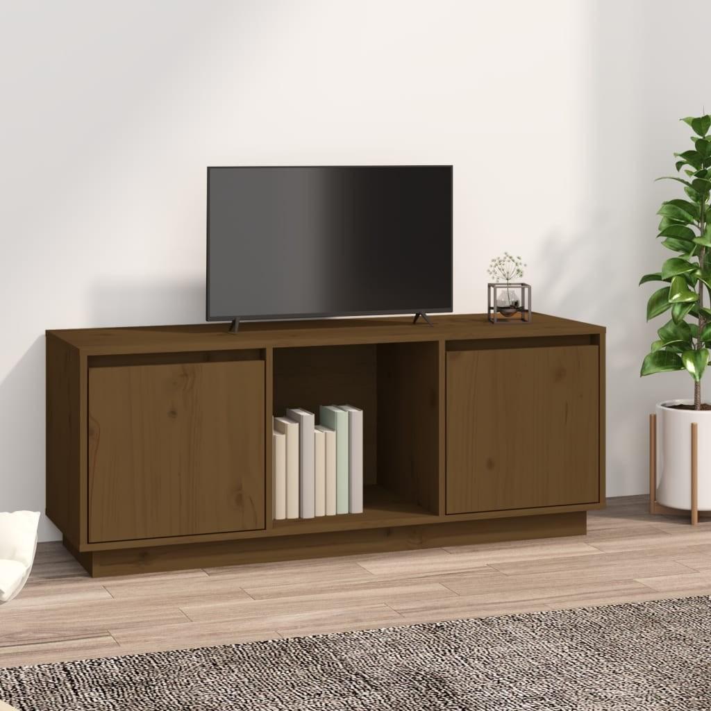 Tv-bord 110,5x35x44 cm massivt fyrretræ gyldenbrun