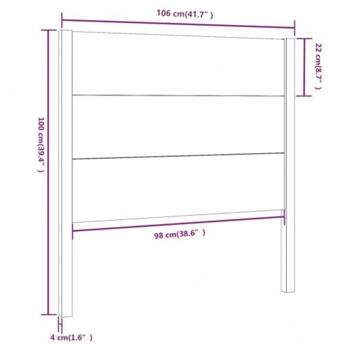 Sengegavl 106×4×100 cm i massivt fyr - gyldenbrun