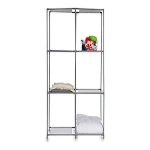 Kipit reolsystem - grå arrangør med 6 hylder, metal/klæde/plast, 35 × 102 × 68 cm