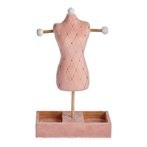 Smykkestativ Pink Fløjl Træ (12 x 40 x 24 cm)