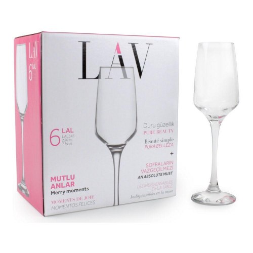 LAV Lal champagneglas - sæt med 6 stk., 230 ml, gennemsigtig krystal