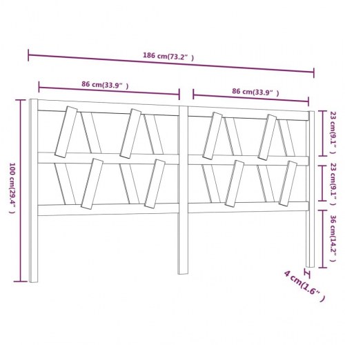 Sengegærde 186x4x100 cm massivt fyrretræ sort