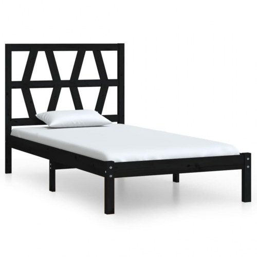 Sengeramme 90x200 cm massivt fyrretræ sort