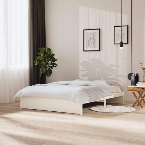 Sengeramme 150x200 cm King Size massivt fyrretræ hvid