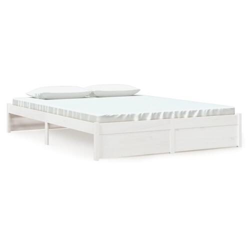 Sengeramme 150x200 cm King Size massivt fyrretræ hvid