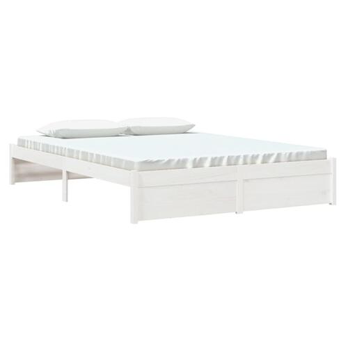 Sengeramme 150x200 cm King Size massivt fyrretræ hvid