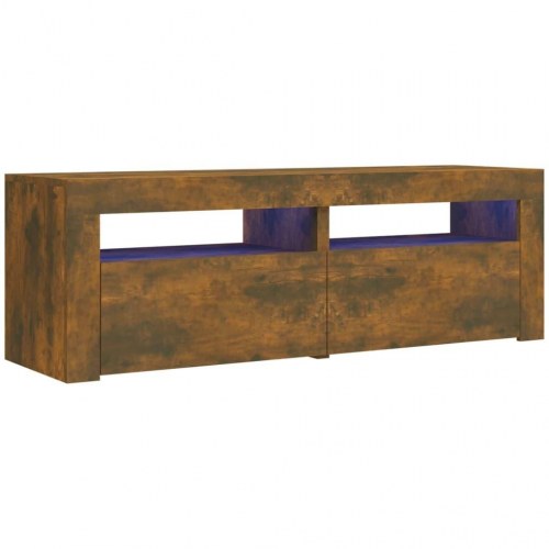 TV-bord med LED-lys 120 x 35 x 40 cm - røget egetræsfarve