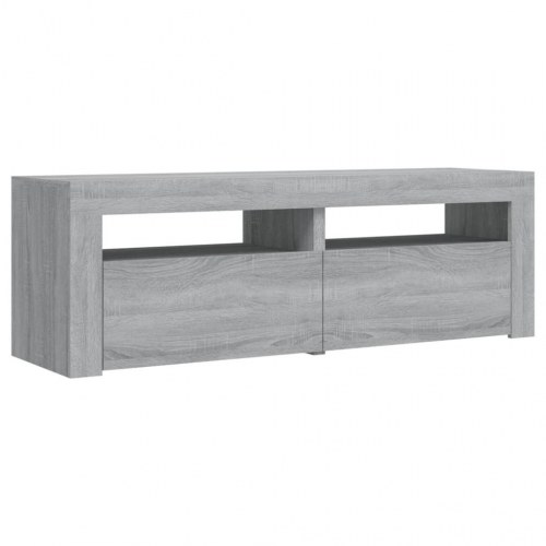 TV-bord med LED-lys 120 x 35 x 40 cm - grå sonoma-eg