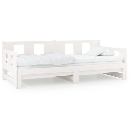 Daybed med udtræk 2x(90x190) cm massivt fyrretræ hvid