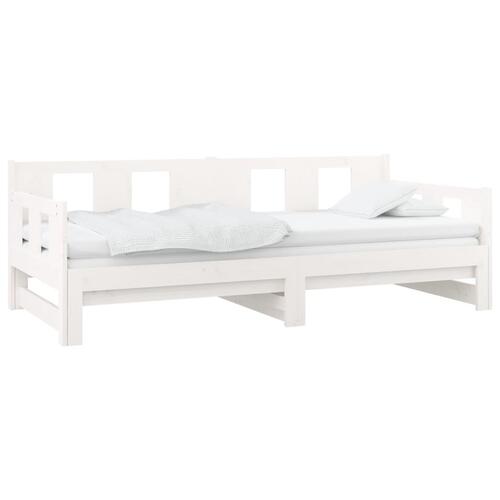 Daybed med udtræk 2x(90x190) cm massivt fyrretræ hvid