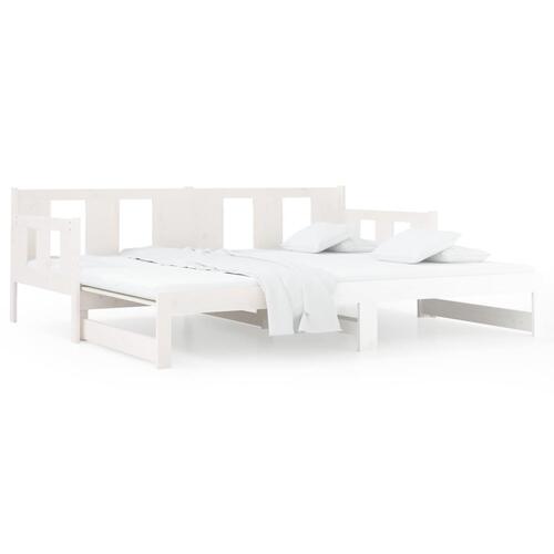 Daybed med udtræk 2x(90x190) cm massivt fyrretræ hvid