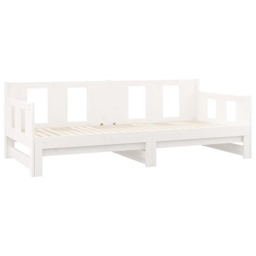 Daybed med udtræk 2x(90x190) cm massivt fyrretræ hvid