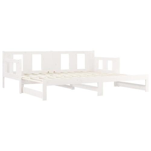 Daybed med udtræk 2x(90x190) cm massivt fyrretræ hvid