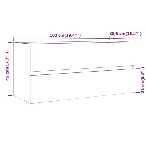 Badeværelsesskab 100x38,5x45 cm konstrueret træ røget egetræ