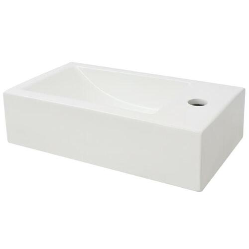 Rektangulær håndvask med hul til vandhane keramik 46x25,5x12 cm hvid