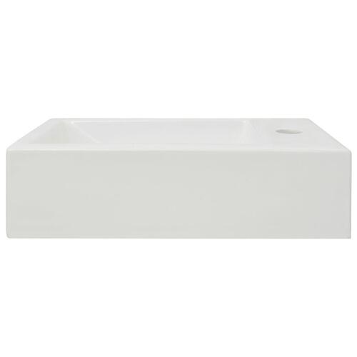 Rektangulær håndvask med hul til vandhane keramik 46x25,5x12 cm hvid