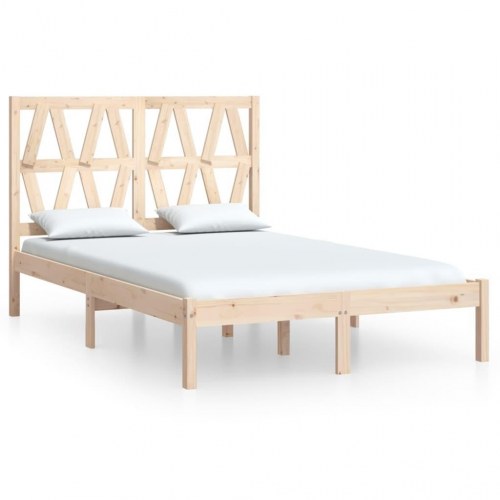 Sengeramme 135 x 190 cm i massivt fyrretræ - med sengegærde